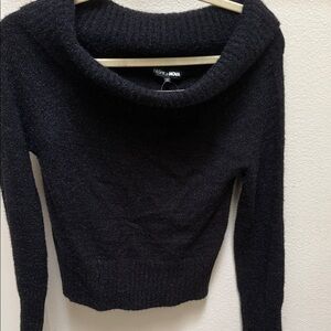 Fashion Nova Black Off-the-Shoulder Knit Sweater